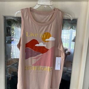 Spiritual Gangster crew neck extended length muscle tank. NWT